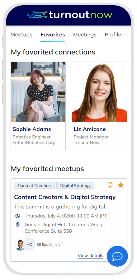 TurnoutNow PeerConnect Favorites