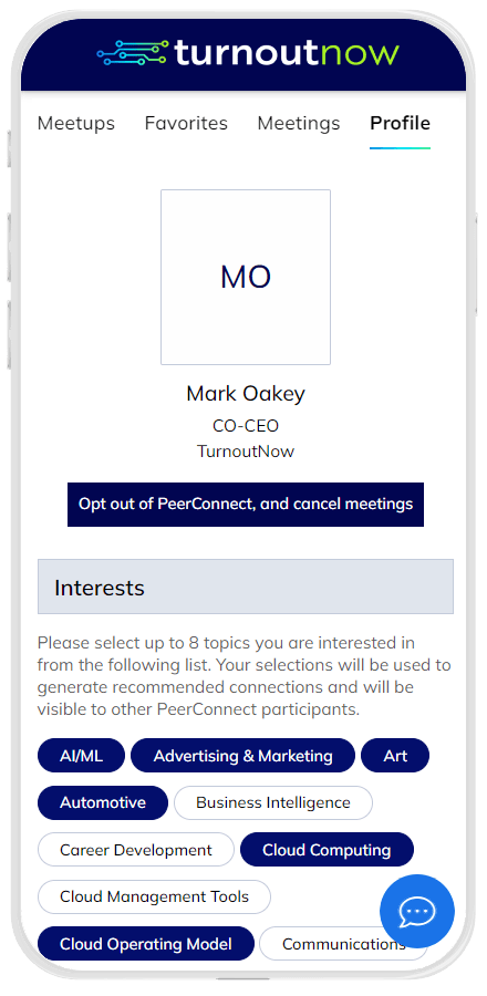 TurnoutNow PeerConnect My Profile